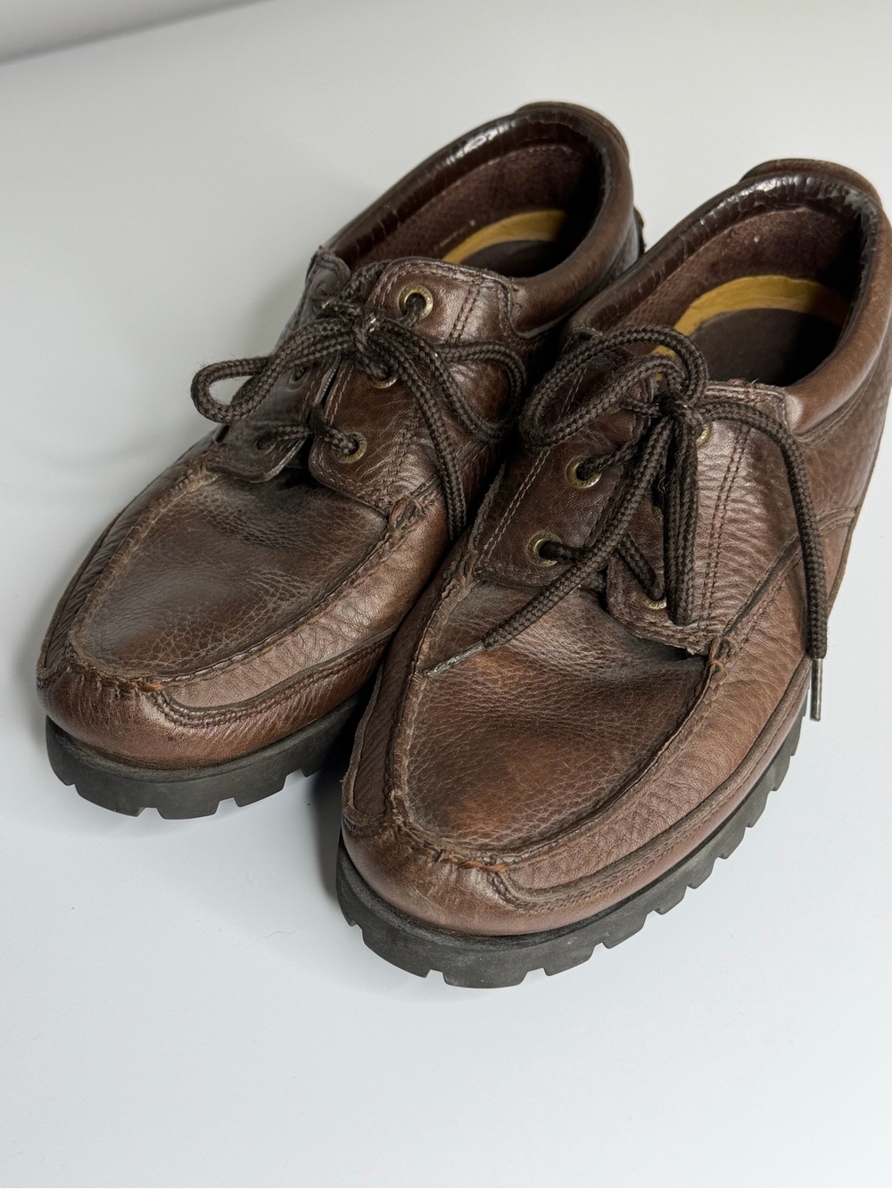 Sperry Brown Leather Boat Shoes with Lug Sole 11.5